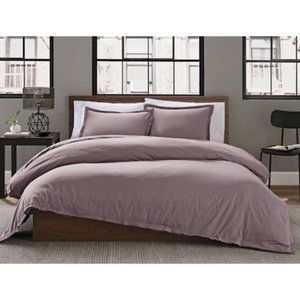 Garment Washed Solid Twin Duvet Cover Set in Lavender